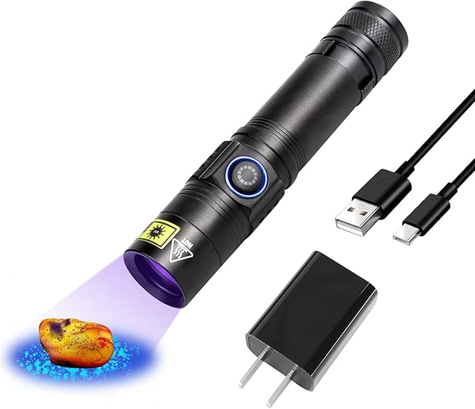 WINDFIRE Rechargeable UV Flashlight, 365nm Black Light Ultraviolet Flashlight High Power 10W, Portable Pocket UV Flash Light for Dog Urine, Pet Stains, Scorpion Bed Bugs, Resin Curing Detecting