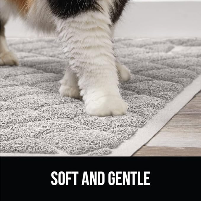 The Original Gorilla Grip Water Resistant Cat Litter Box Trapping Mat 35x23, Easy Clean, Textured Backing, Traps Mess for Cleaner Floors, Less Waste, Stays in Place for Cats, Soft on Paws, Gray