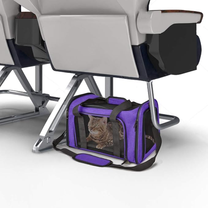 Henkelion Pet Carrier for Small Medium Cats Dogs Puppies up to 15 Lbs, Airline Approved Small Dog Carrier Soft Sided, Collapsible Travel Puppy Carrier - Purple