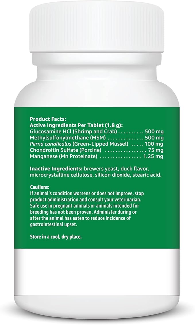 Amazon Basics Dog Hip & Joint Chewable Tablets, Duck Flavored, 90 Count (Previously Solimo)