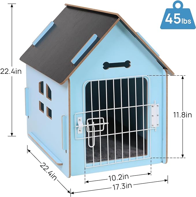 Dog House Indoor for Small Dogs or Cats, Cozy wooden design, Small indoor bed house, with Air Vents and Elevated Floor Warm Dog Cave