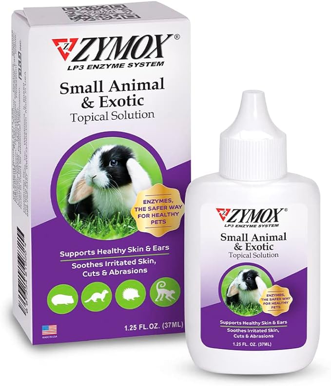 Zymox Small Animal & Exotic Topical Solution, 1.25 oz. – Supports Healthy Skin & Ears for Dog, Cat, Rabbit, Guinea Pig, Ferret, Hamster, Chinchilla, Monkey