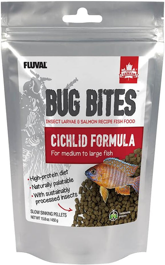 Fluval Bug Bites Cichlid Fish Food, Granules for Medium to large Sized Fish, 15.8 oz.