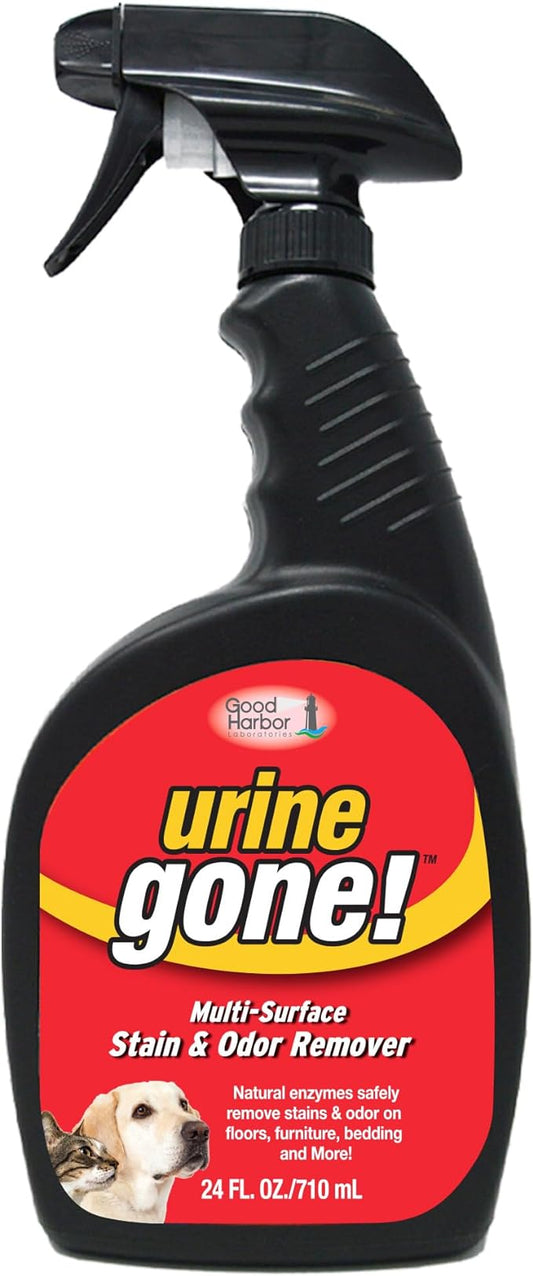 Urine Gone Stain & Odor Eliminator: Professional Strength Fast Acting, Enzyme Based Home Cleaning Solution for Carpet, Stain Remover for Cat Urine & Dog Pee