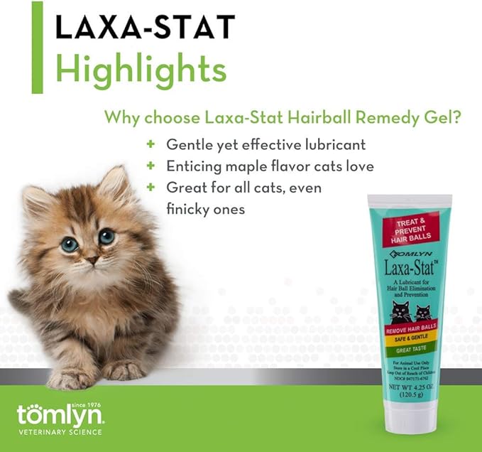 Tomlyn Laxa-Stat Maple-Flavored Hairball Remedy Gel for Cats, 4.25oz