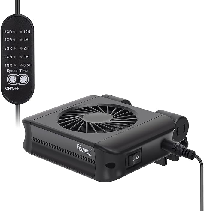 hygger Aquarium Chillers Fan, Quiet Fish Tank Cooling Fan Equipment with Adjustable Timer Speed Controller, Suitable for Freshwater Saltwater Tanks(1-Fan Head)
