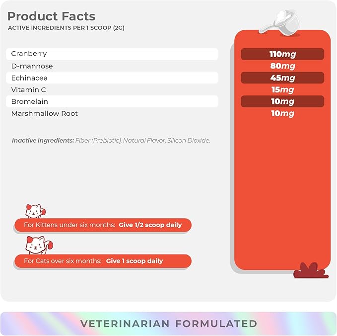 Cranberry for Cats - Incontinence Support, Urinary Tract Support, Cat UTI, Bladder Support, 120g Powder (for Cats)