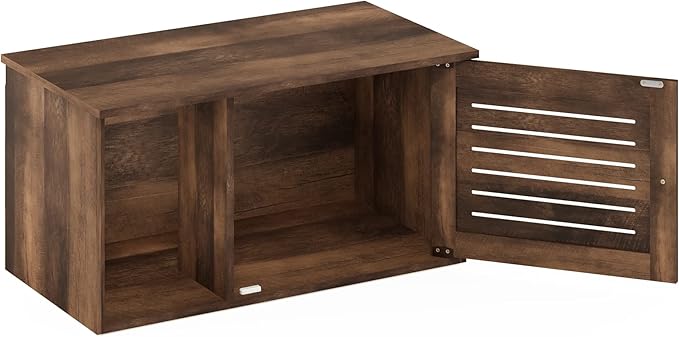 Furinno Peli Farmhouse Hidden Cat Litter Box with Divider, Rustic Brown