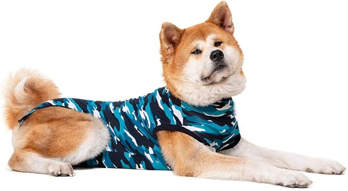 Suitical Recovery Suit for Dogs | Spay and Neutering Dog Surgery Recovery Suit for Male or Female | Soft Fabric for Skin Conditions | 2XL | Neck to Tail 31.5”-36.2” | Blue Camouflage