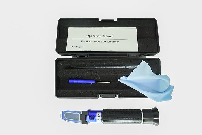 Professional Salinity Premium Refractometer for Seawater, Marine Fishkeeping Aquarium, Pools, and Tanks, 0-100 PPT Salinity Tester with Automatic Temperature Compensation (ATC)
