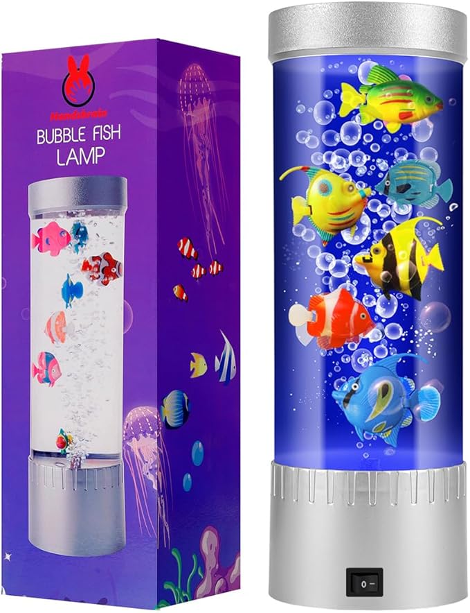 Fish Tank Lamp, Bubble Lamp,Fake Fish Aquarium Colorful Night Light Gifts for Kids Adult Home Deco for Room