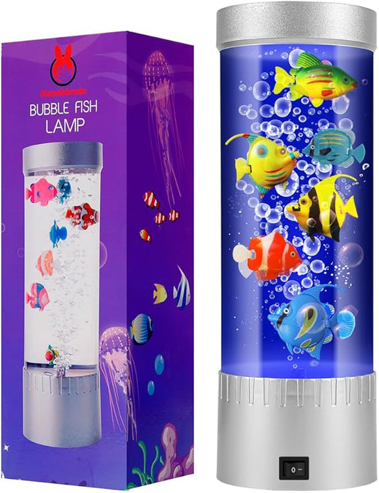 Fish Tank Lamp, Bubble Lamp,Fake Fish Aquarium Colorful Night Light Gifts for Kids Adult Home Deco for Room
