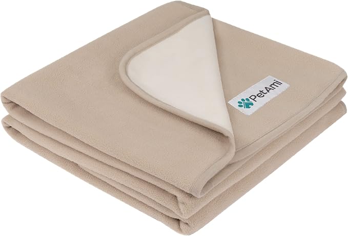 PetAmi Waterproof Dog Blanket for Small Medium Dog, Pet Puppy Blanket Couch Cover Protection, Fleece Cat Washable Throw, Couch Sofa Furniture Protector, Reversible Soft Plush, 29x40 Taupe/Beige