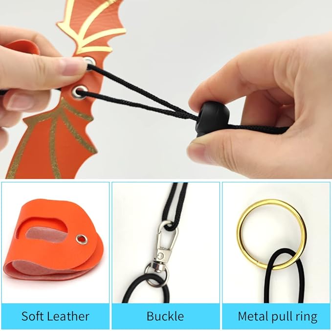 Adjustable Bearded Dragon Leash Harness,3 Size Pack Leather Wings Safty walking Leash for Bearded Dragon Lizard Reptiles (Orange)