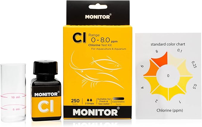 Monitor Chlorine Test KIT (250 Tests) - Monitor Aquarium and aquaculture Water Quality