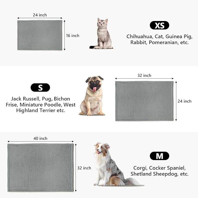 furrybaby 1 Pack 3 Puppy Blankets for Small Dogs Super Soft Premium Sherpa Pet Calming Blankets for Cat Bed Couch Car and Indoor Washable Fleece Dog Blankets(24"x32", Grey)