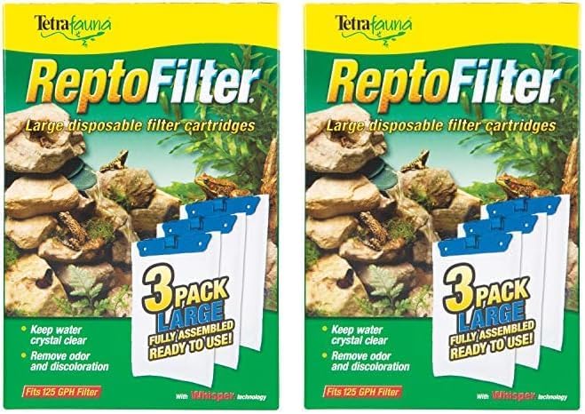 TetraFauna ReptoFilter Filter Cartridges 3 Count, Size Large, Filter Cartridge Refills (Pack of 2)