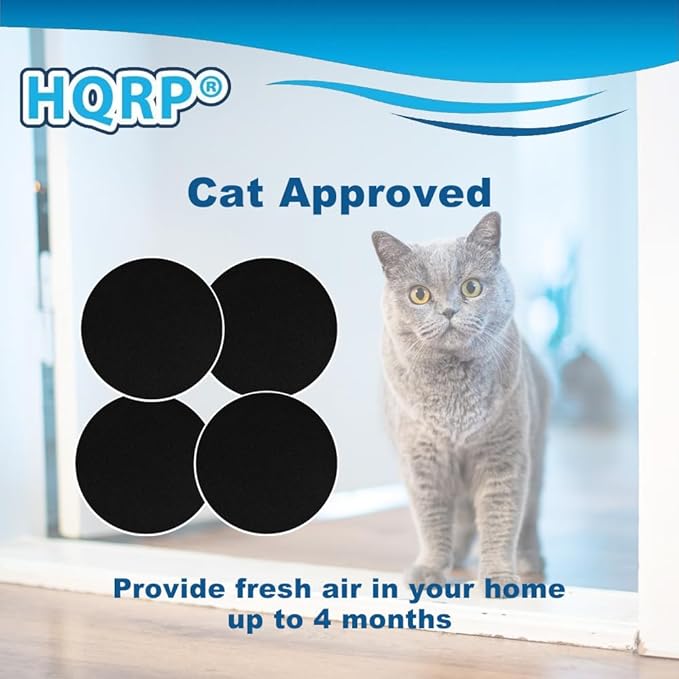 HQRP 4-Pack Cat Litter Box Replacement Carbon Filters Compatible with Petmate Booda Dome Covered Litter Box, Activated Carbon Charcoal Filters