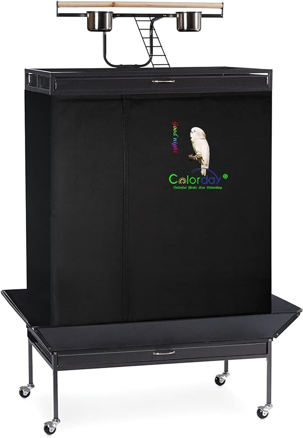 Good Night Bird Cage Cover for Large Bird Cage with Play Top (Patent Pending), (Extra Large, Black)