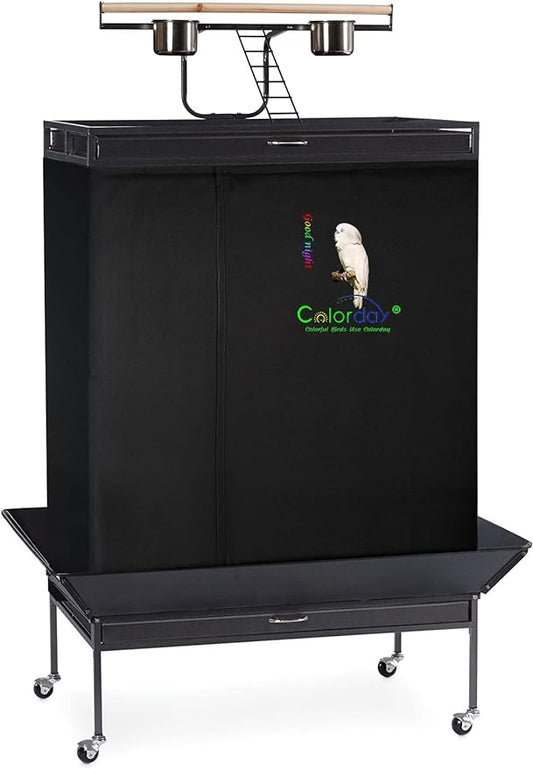 Good Night Bird Cage Cover for Large Bird Cage with Play Top (Patent Pending), (Extra Large, Black)
