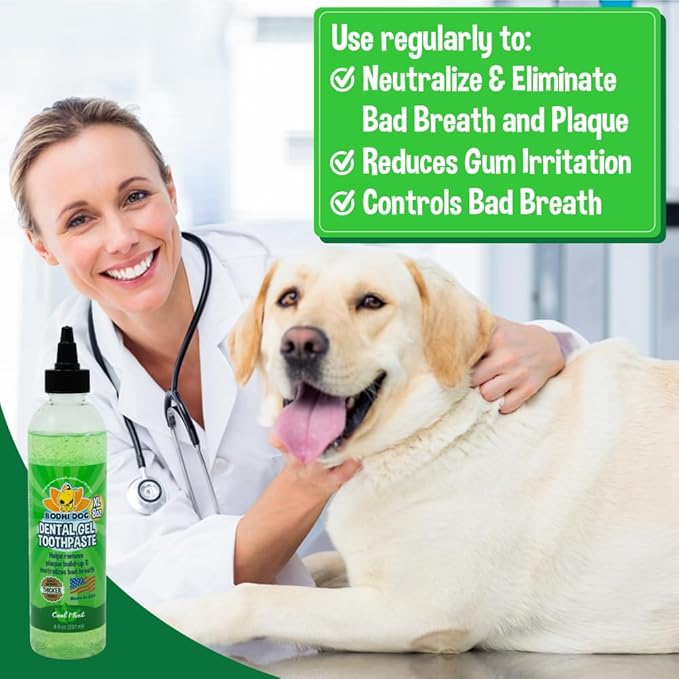 Bodhi Dog Dental Gel Freshens Bad Breath & Reduces Tartar & Plaque Build Up + Dual-Headed Long Dog Toothbrush | Safe and Super Soft Bristles for Gentle Pet Dental Care | Oral Care Bundle for Pets