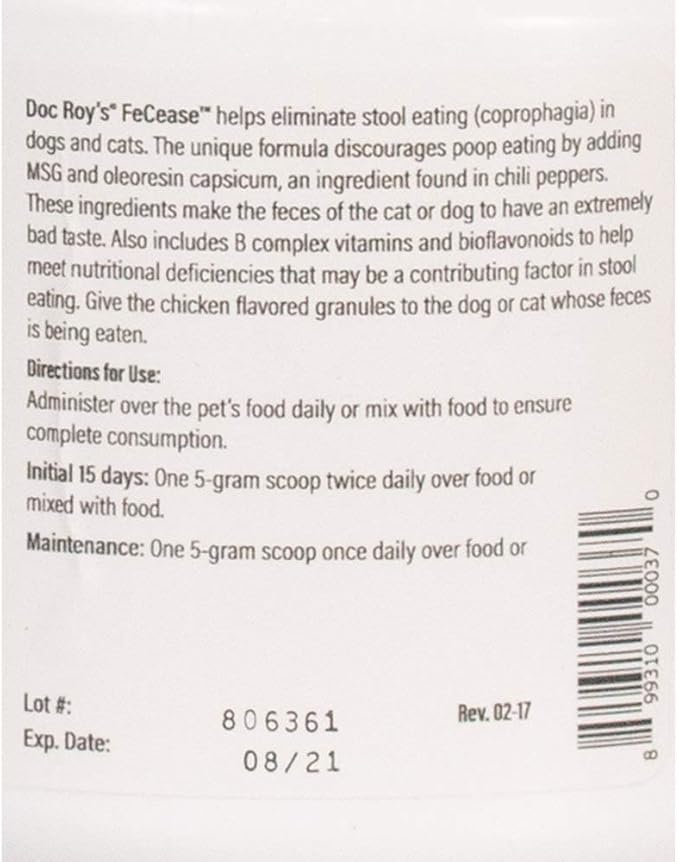 Revival Animal Health Doc Roy's FeCease- Stool Eating Deterrent- for Dogs & Cats- 300gm Granules