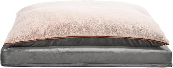 Amazon Basics Plush Orthopedic Pillow Dog Pet Bed with Removable Cover, X-Large, 40 x 30 x 8.5 inches, Grey