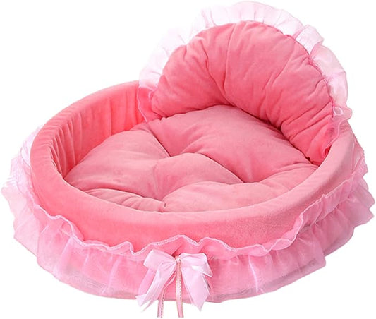 pawstrip Pink Dog Bed Washable Princess Cat Couch Soft Plush Pet Sofa Nest Mat Snuggle Kitten Puppy Cave Beds Cute Cozy Kitten Doggy Kennel Cushion Small Medium Dogs Cats Sleeping Pad (L, Pink)