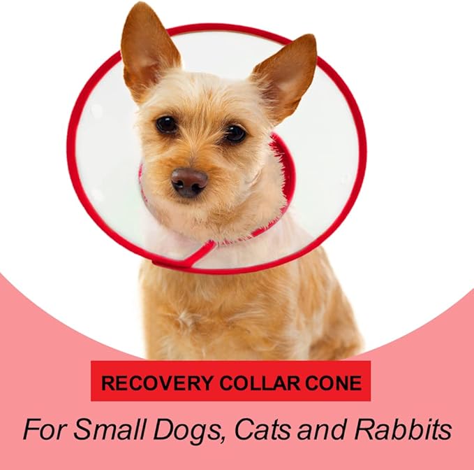 Vivifying Pet Cone for Small Dogs and Cats, Adjustable 5.7-8 Inches Recovery Cone, Lightweight Elizabethan Collar for Cats, Puppy and Small Dogs (Red)