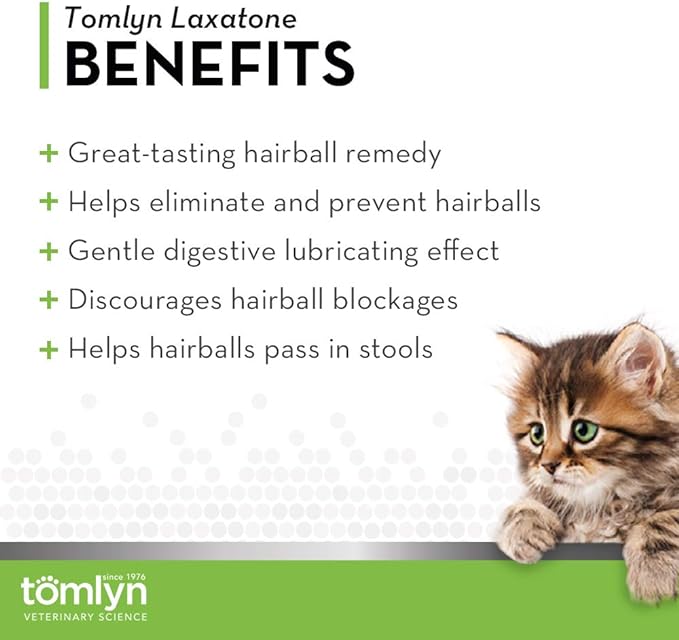 Tomlyn Laxatone Tuna-Flavored Hairball Remedy Gel for Cats and Kittens, 4.25oz