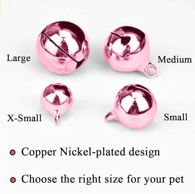 IVIA PET4 Sets Cat Bell for Dog Collar Charm Training Pet Pendant Accessories with 2 Pack Stainless Steel Dog Tag Clips(2 Small Pink)