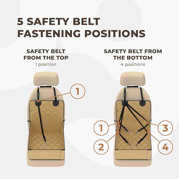 Extra Stable Dog Car Seat - Robust Car Dog Seat or Puppy Car Seat for Small to Medium-Sized Dogs - Reinforced Walls and 3 Belts - Waterproof Pet Car Seat for Back and Front Seat (Beige/Black)