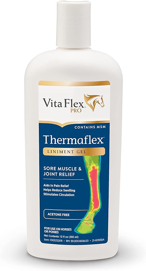 Thermaflex Liniment Gel for Sore Muscles and Joint Relief in Horses 12 Fluid Ounces