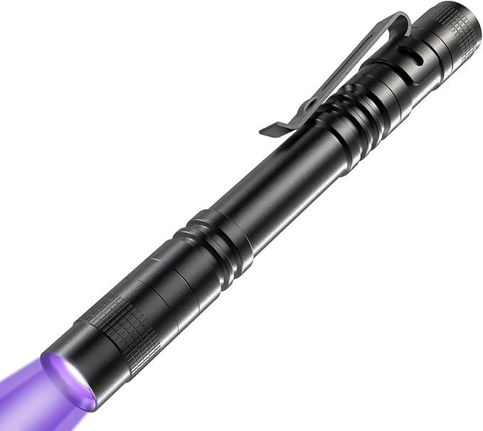 COSOOS UV Black Light Flashlight, 395nm Mini Pen Light with Clip, Waterproof Ultraviolet Flashlight for Leak, Pet Urine, Scorpion, Hotel Inspection, Dry Stain and Bed Bug.