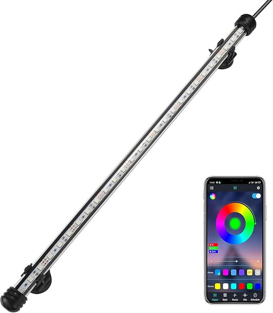 GreenSun Fish Tank Aquarium Light: Submersible Led Lamp - 22 Inch Waterproof Strip Spotlight with APP Control