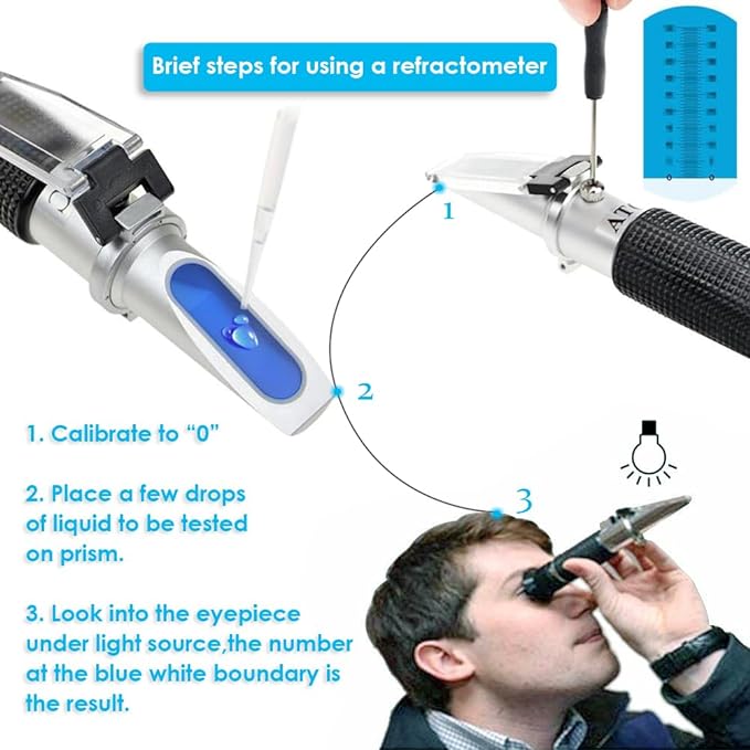 Salinity Refractometer for Seawater and Marine Fishkeeping Aquarium 0-100 Ppt with Automatic Temperature Compensation