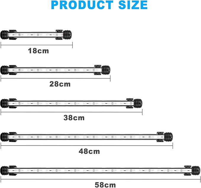 GreenSun Fish Tank Aquarium Light: Submersible Led Lamp - 22 Inch Waterproof Strip Spotlight with APP Control