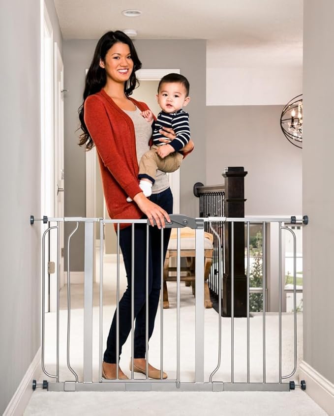 Regalo 37-Inch Extra Tall and 49-Inch Wide Walk Thru Baby Gate & Easy Step 49-Inch Extra Wide Baby Gate, includes 4-Inch and 12-Inch Extension Kit, 4 Pack of Pressure Mount Kit and 4 Pack