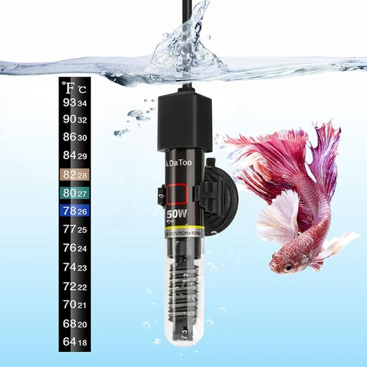 Mini Aquarium Heater 50W Small Fish Tank Heater 50 Watt with Free Thermometer Sticker