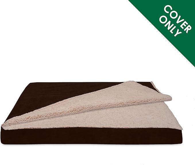 Furhaven Replacement Dog Bed Cover Berber & Suede Blanket Top Mattress, Machine Washable - Espresso, Jumbo (X-Large)