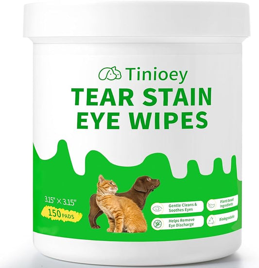 Dog Eye Wipes for Dogs & Cats - 150pcs | Larger & Thicker Gentle Tear Stain Remover Wipes for Discharge, Mucus Secretions and Crust | Presoaked & Textured Dog Wipes for Eyes, Face and Wrinkle