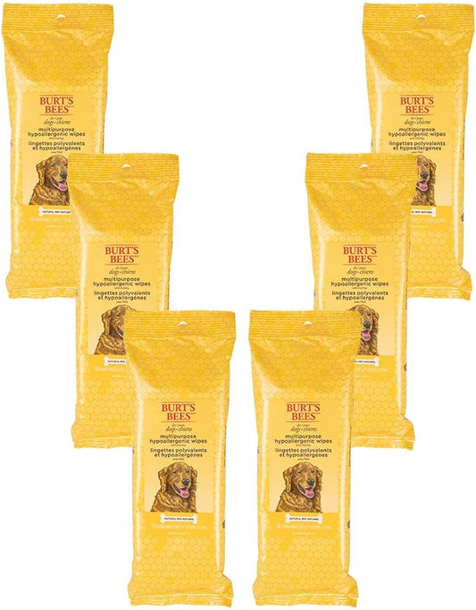 Burt's Bees for Pets Multipurpose Grooming Wipes - Puppy & Dog Wipes for All Purpose Cleaning & Grooming - Cruelty Free, Pet Wipes, Puppy Supplies, 50 Count - 6 Pack