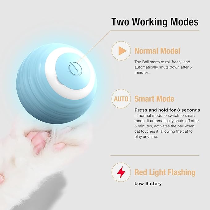 Interactive Cat Toy Ball-2pcs Automatic Cat Toy, Smart Ball cat Toy for Indoor Cat Kitten,cat Toys Gift for Your Kitty (Blue)