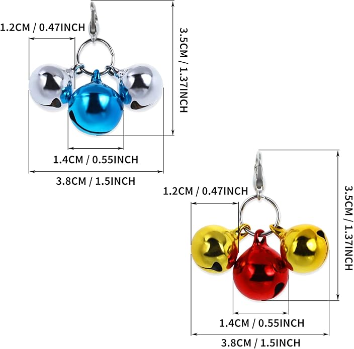 12 Bells Cat Dog Collar Bells, 4 Sets Jingle Bell for Cat Collar Dog Collar Charms Colourful Small Bells with Clasps Pet Collar Accessories Festival Party DIY Decoration (12 Bells)