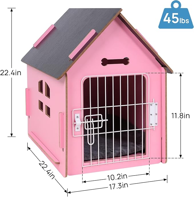 Dog House Indoor for Small Dogs or Cats, Cozy wooden design, Small indoor bed house, with Air Vents and Elevated Floor Warm Dog Cave