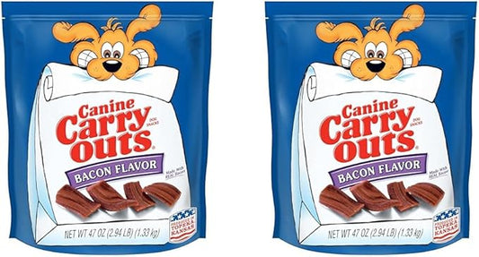 Canine Carry Outs Dog Treats, Bacon Flavor, 47 Ounce, Made with Real Bacon (Pack of 2)