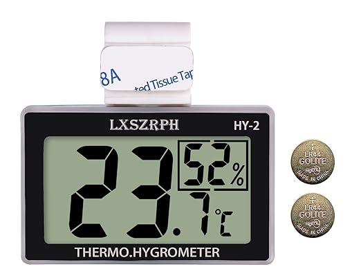 Reptile Thermometer Hygrometer HD LCD Reptile Tank Digital Thermometer with Hook Temperature Humidity Meter Gauge for Reptile Tanks, Terrariums, Vivarium (1pack)