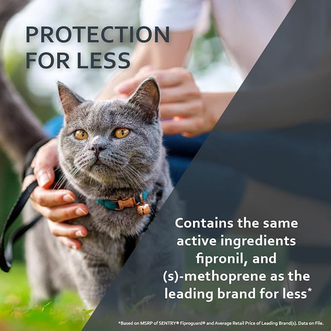 SENTRY Fiproguard Plus for Cats, Flea and Tick Prevention for Cats (1.5 Pounds and Over), Includes 3 Month Supply of Topical Flea Treatments