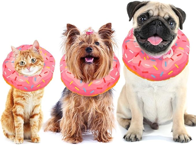 Cat Cone Collar Soft, Cat Recovery Collar Cute Cat Donut Adjustable Elizabethan Cone Cat Cones to Stop Licking Comfortable Lightweight Neck Cone for Cats Kittens After Surgery