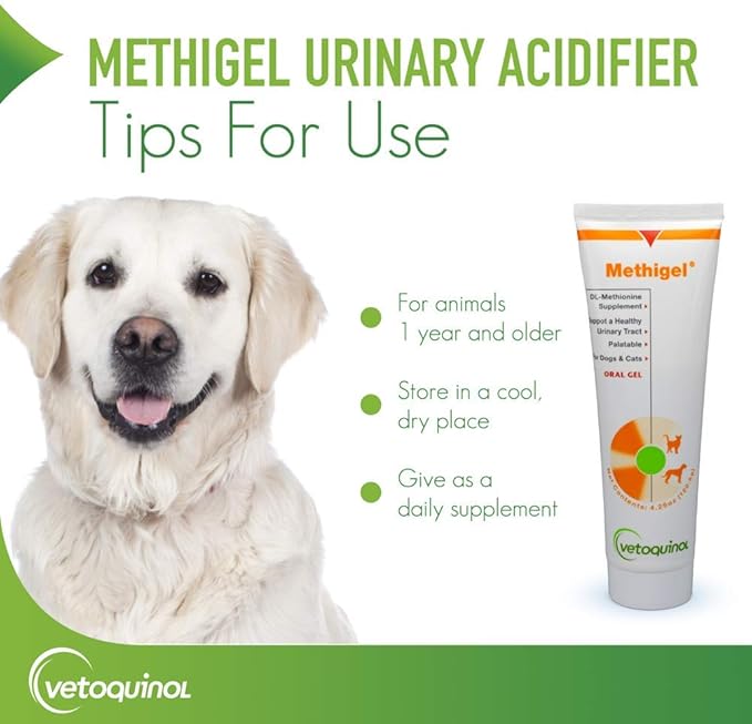 Vetoquinol Methigel Urinary Acidifier to Promote Urinary and Bladder Health for Dogs & Cats